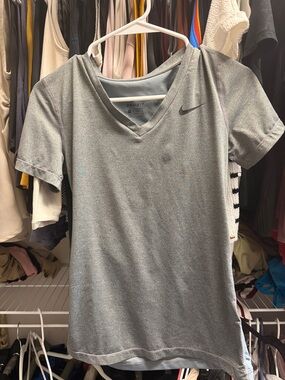 Nike Gray Dri-FIT V-Neck Short Sleeve Tee